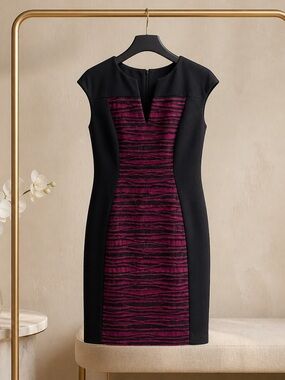 connected apparel Black Dress with Plum Center Panel